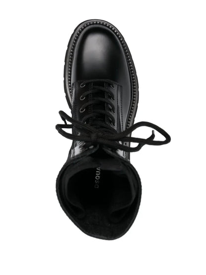 Lace up leather combat boots