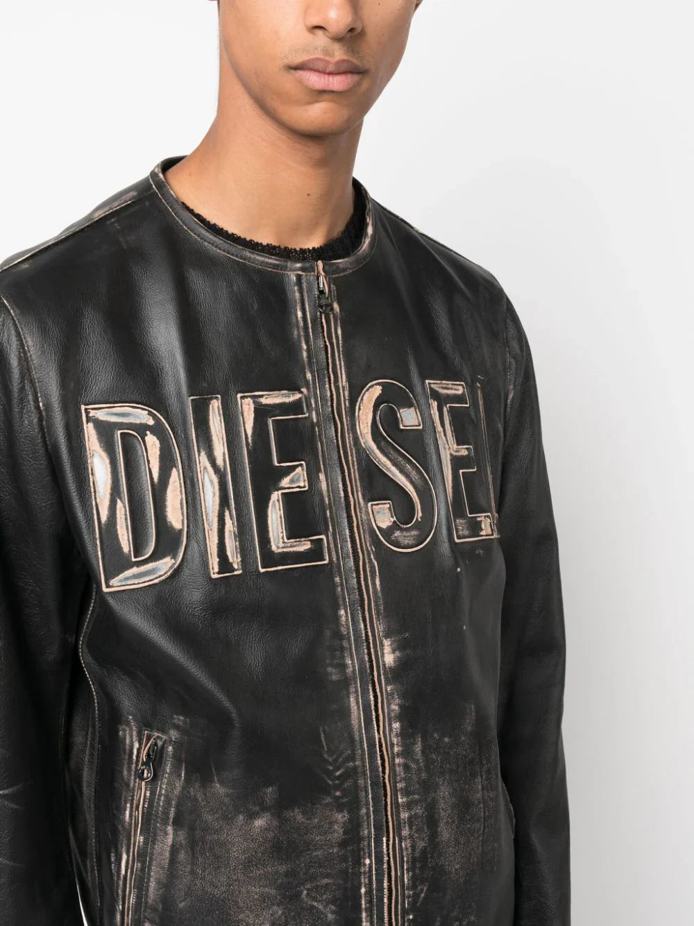 l-met logo-print leather jacket