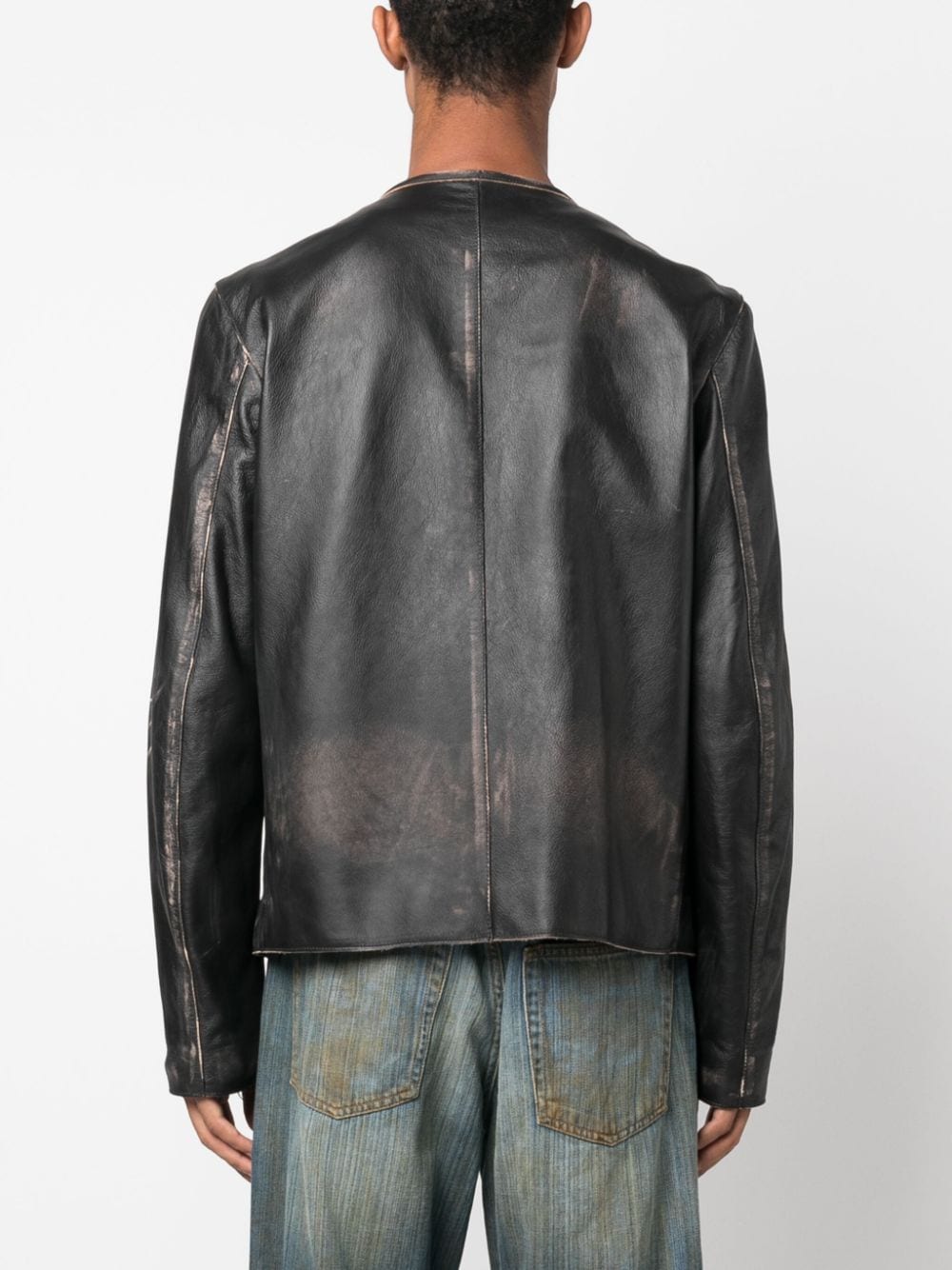 l-met logo-print leather jacket