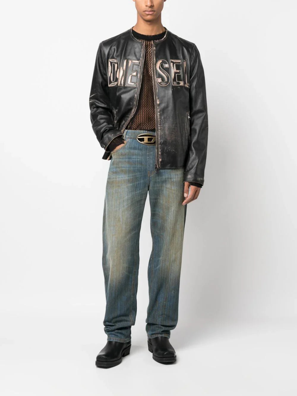 l-met logo-print leather jacket