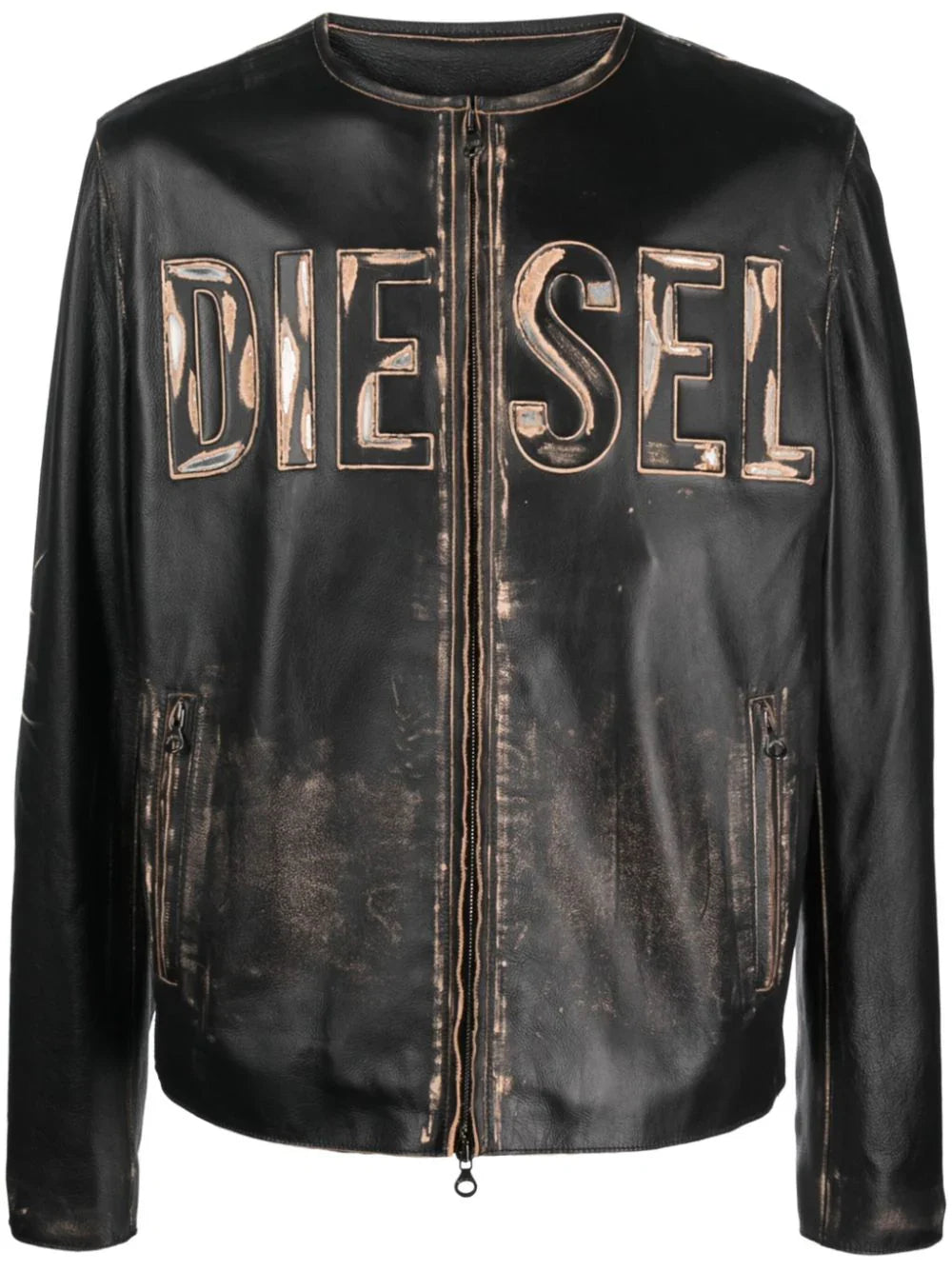 l-met logo-print leather jacket