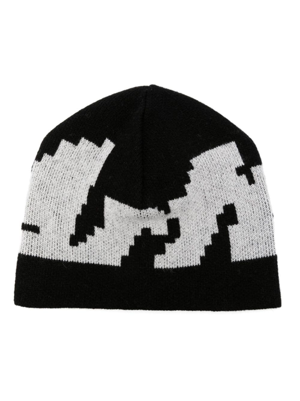 intarsia knit slip-on beanie