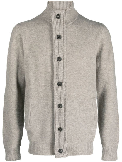 High-neck wool cardigan