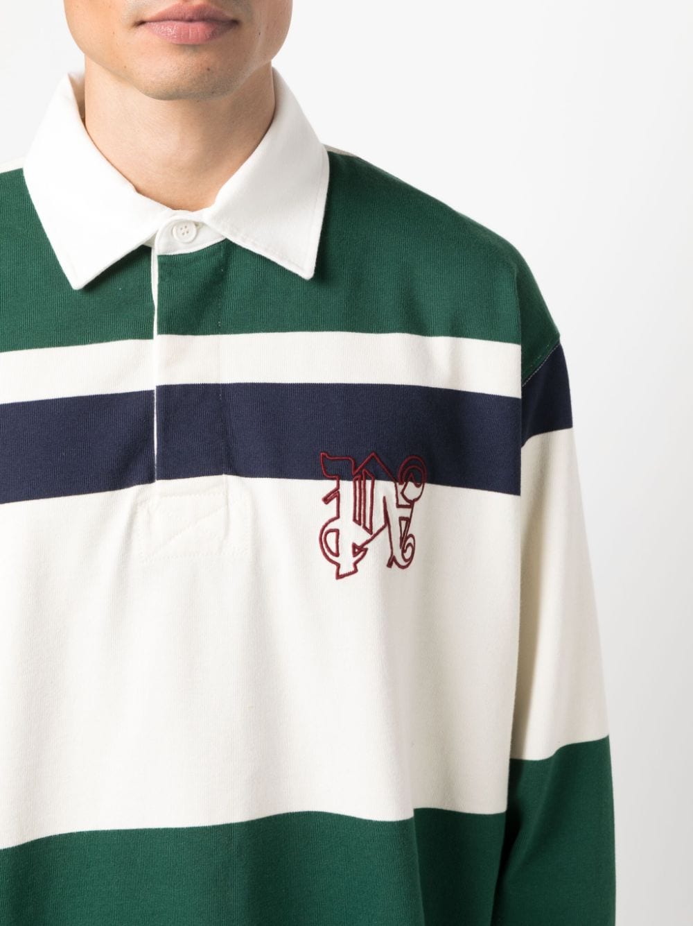 striped cotton polo shirt by palm angels - bottegalusso: premier destination for modern luxury menswear