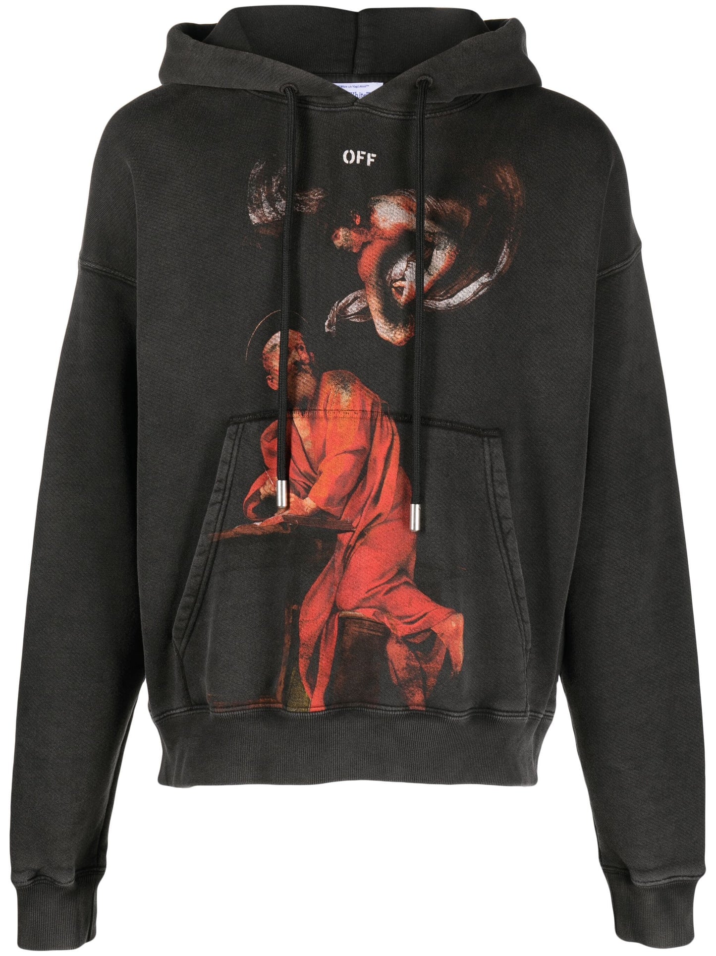 saint matthew print cotton hoodie by off-white - bottegalusso: premier destination for modern luxury menswear