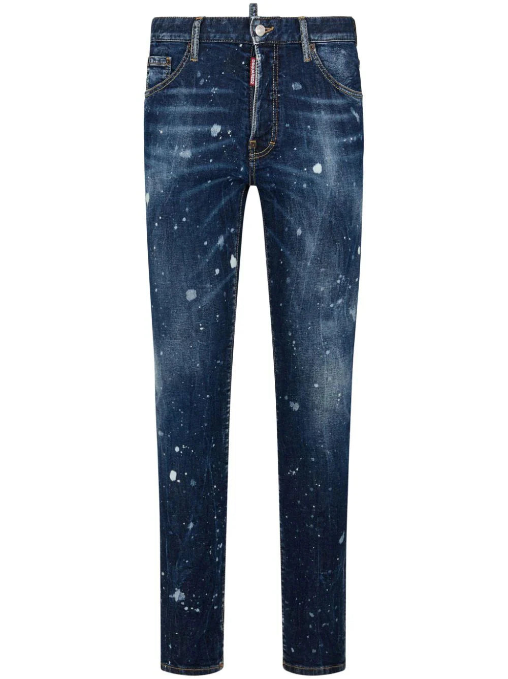 paint-splatter skinny-cut jeans