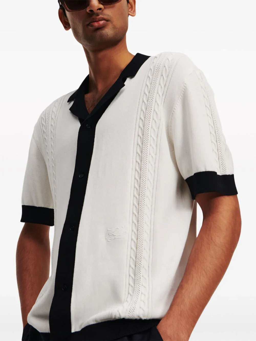 contrast-trim knitted shirt