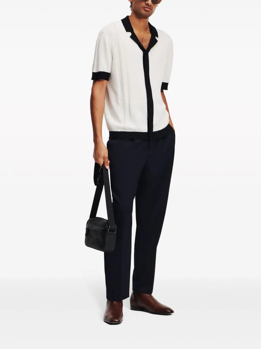 contrast-trim knitted shirt