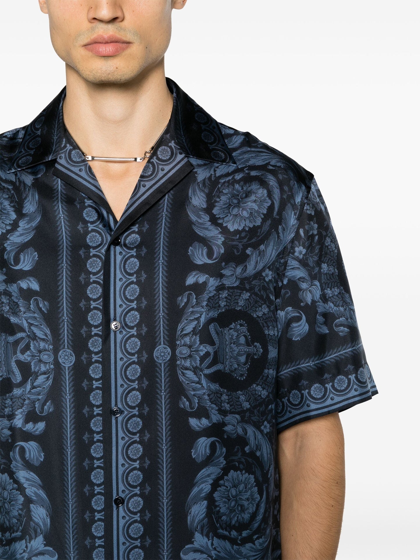 barocco print silk shirt