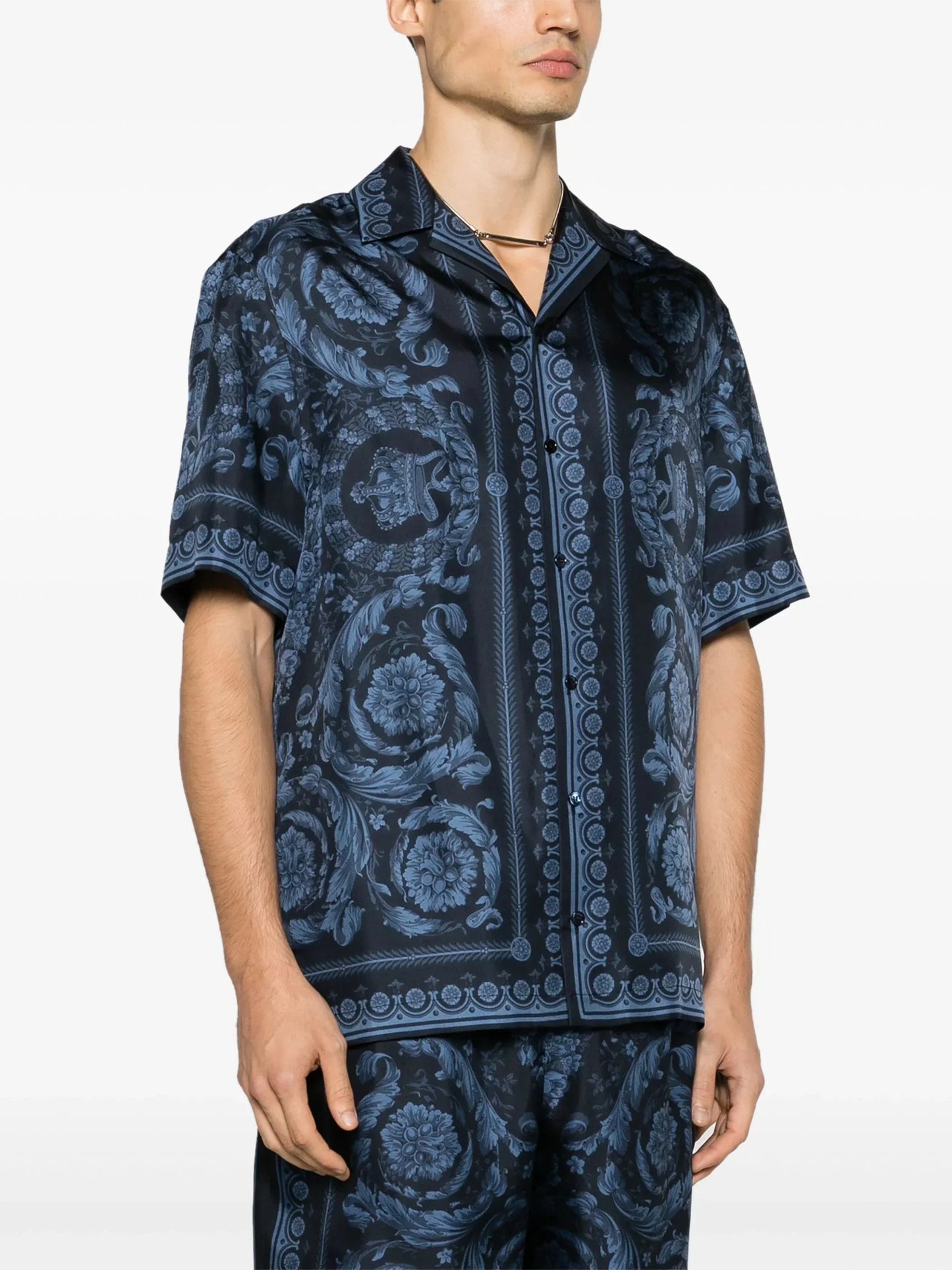 barocco print silk shirt