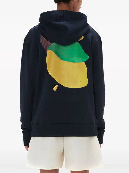 Lemon-print cotton hoodie