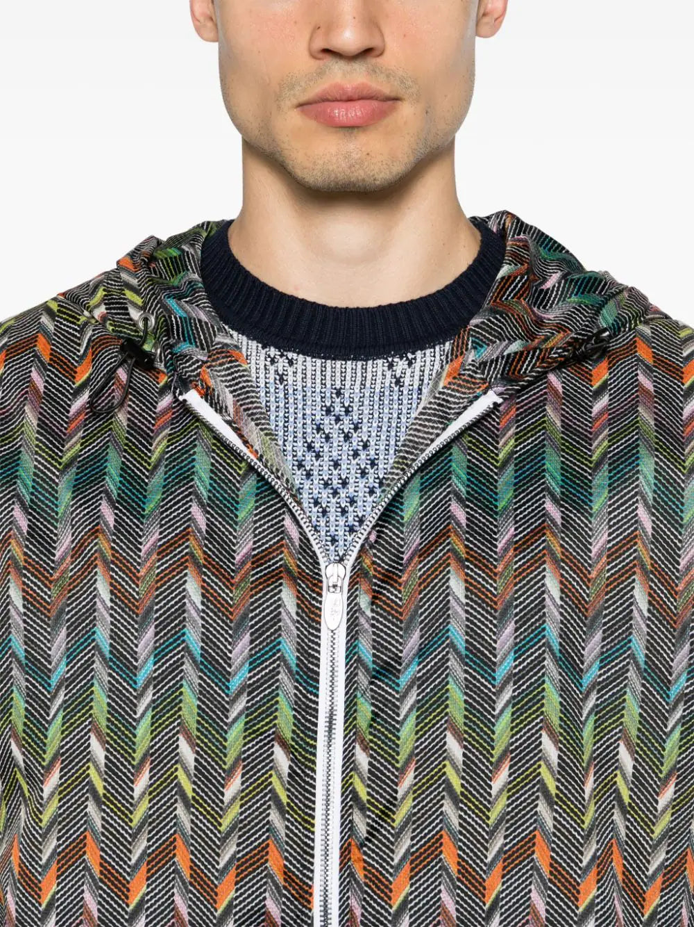 chevron-print hooded jacket