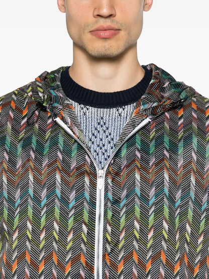 Chevron-print hooded jacket