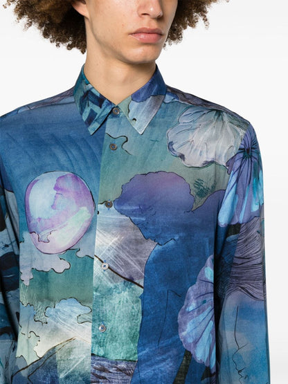 illustration-print long-sleeve shirt