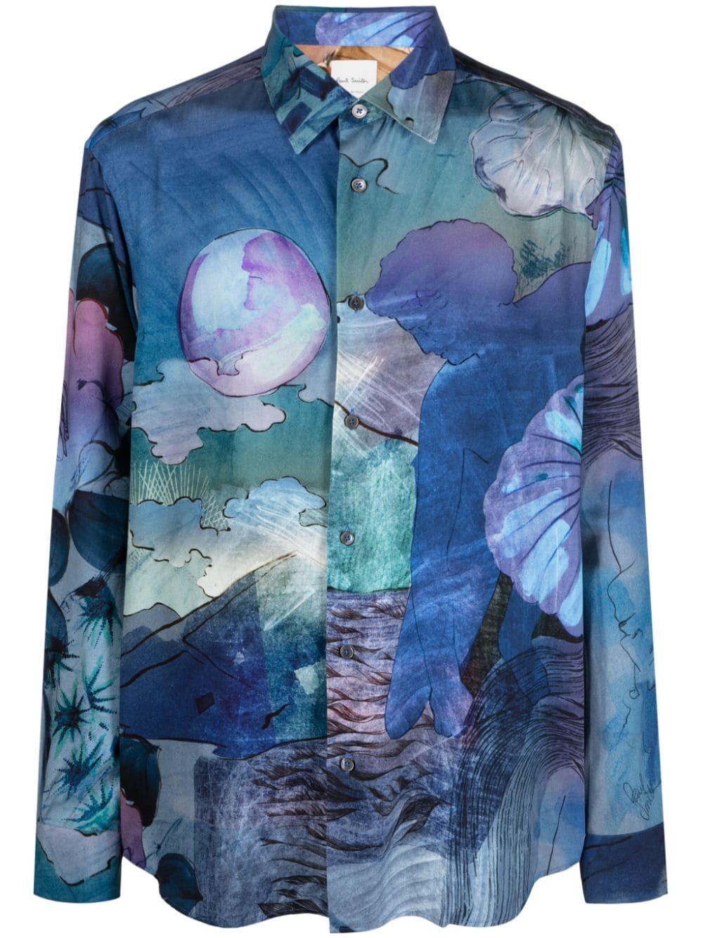 illustration-print long-sleeve shirt