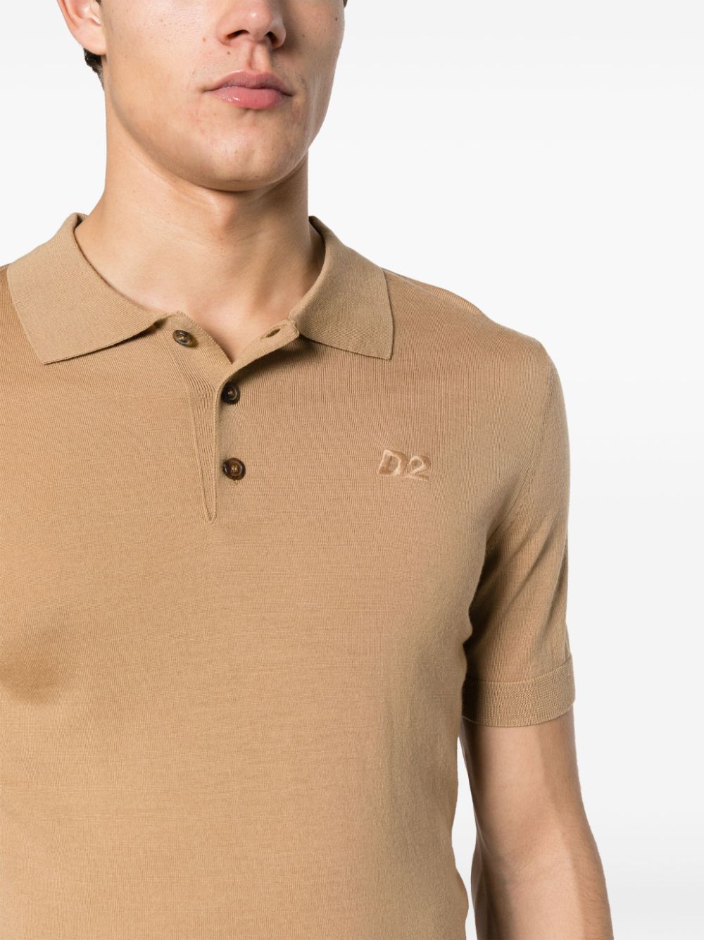 embroidered-logo ribbed polo shirt