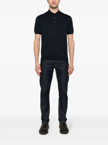 Wide-ribbed polo shirt