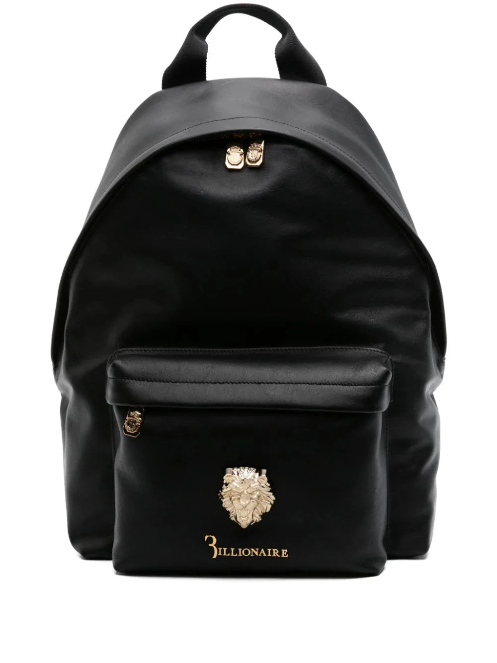 lion-plaque leather backpack