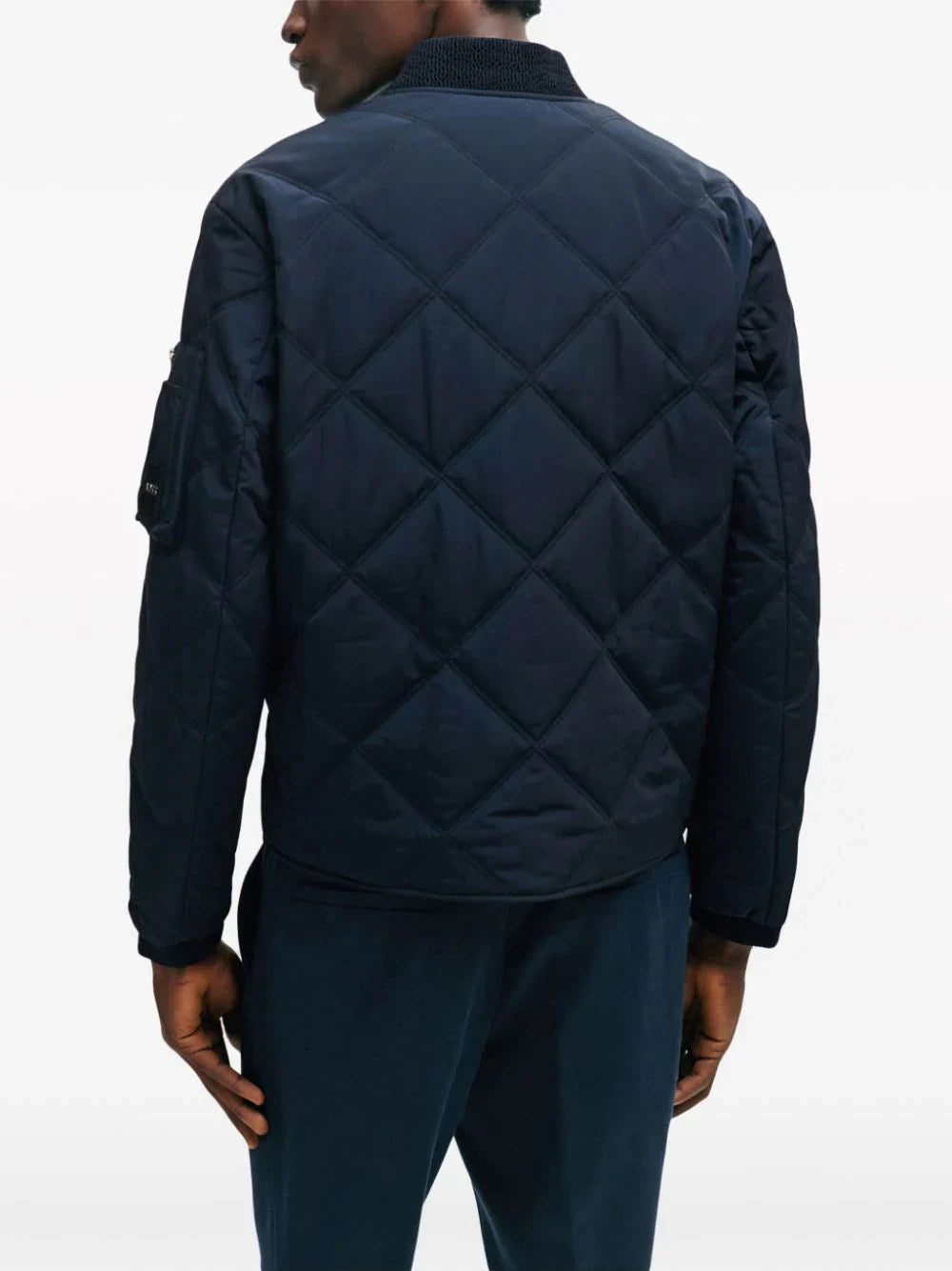 diamond-quilted bomber jacket