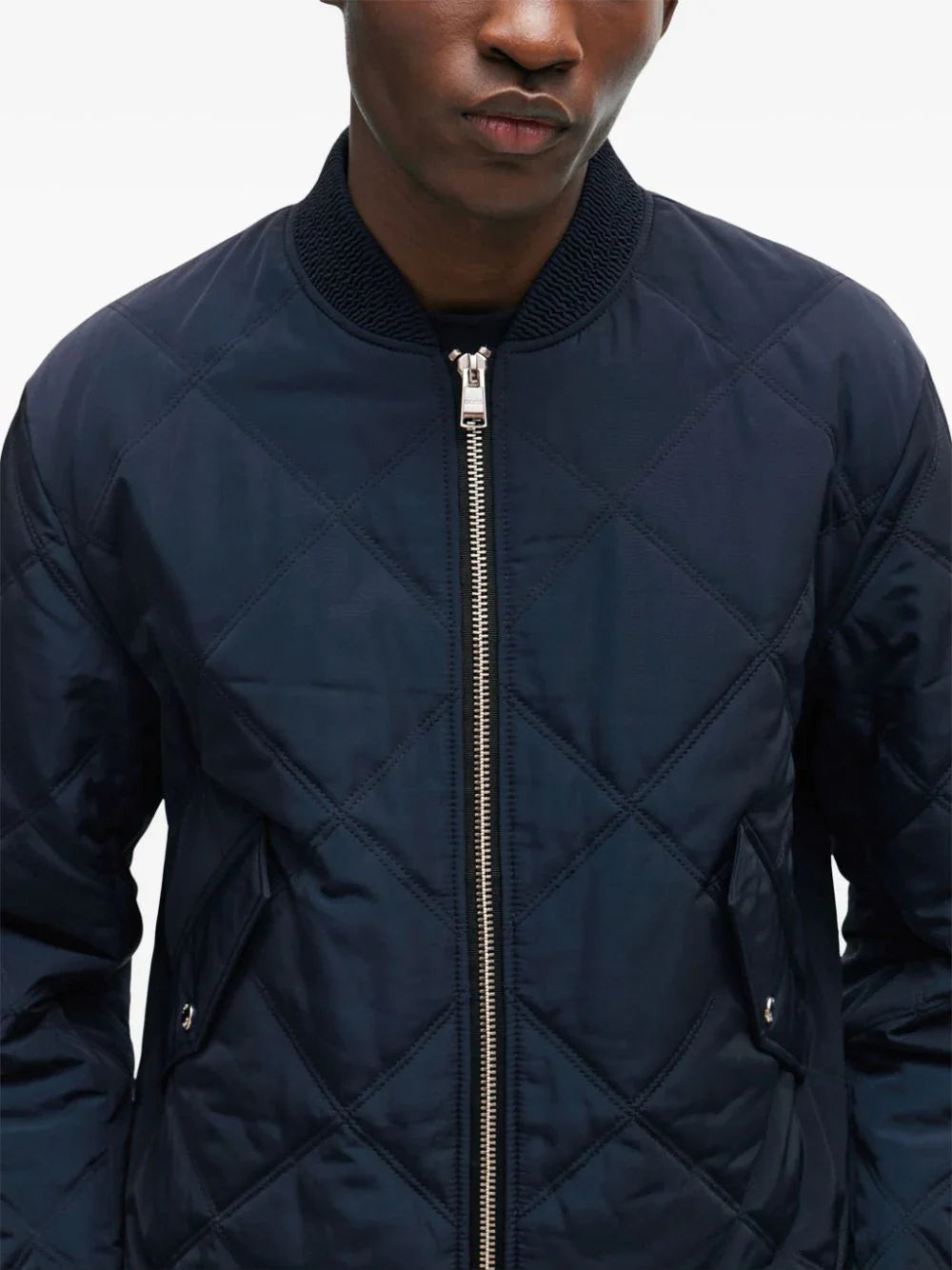 diamond-quilted bomber jacket