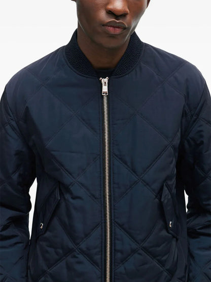 Diamond-quilted bomber jacket