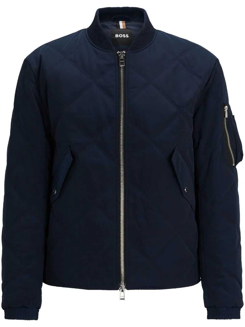 diamond-quilted bomber jacket