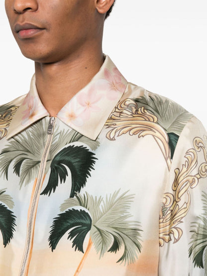 Graphic-print silk bomber jacket