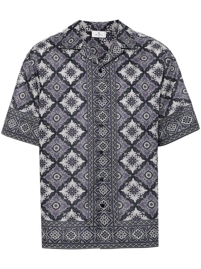 Abstract-print cotton shirt