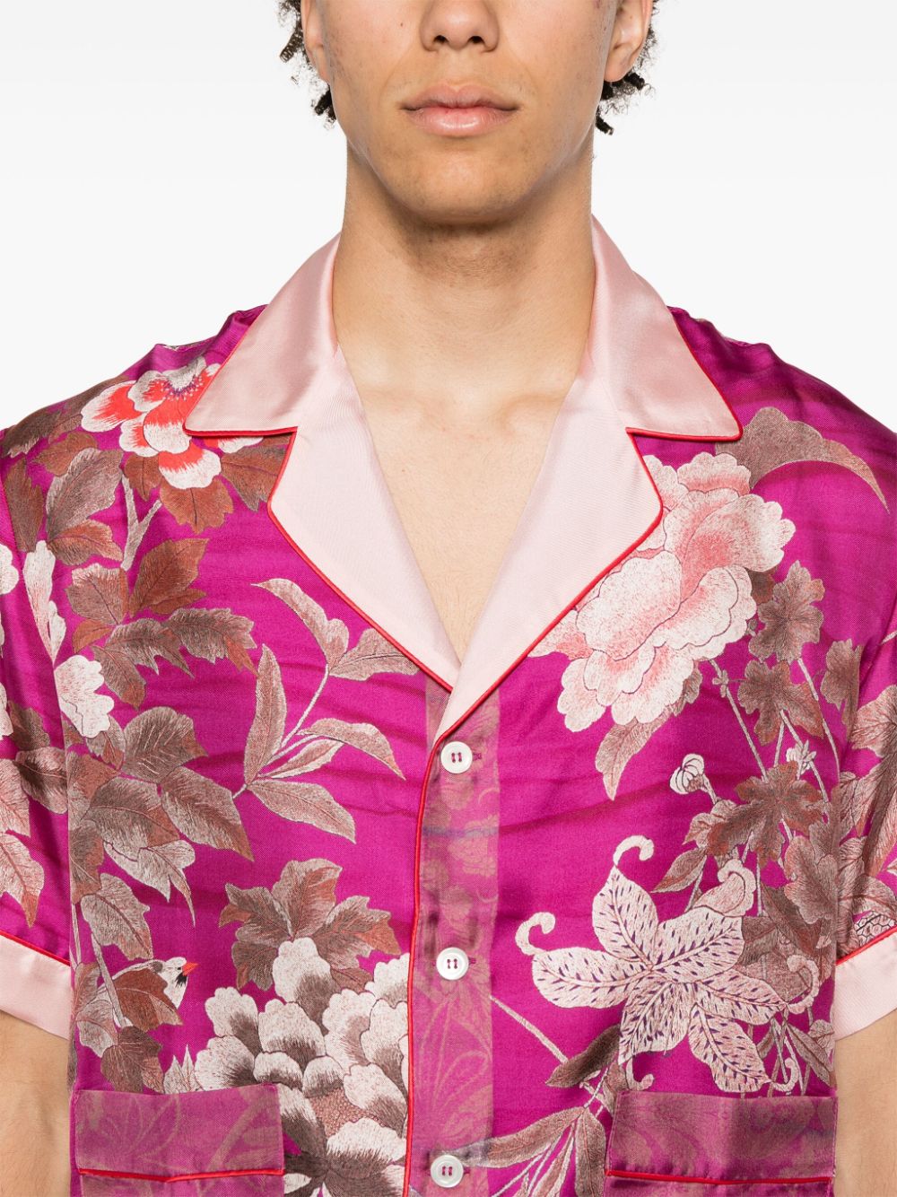 aloe floral-print silk shirt