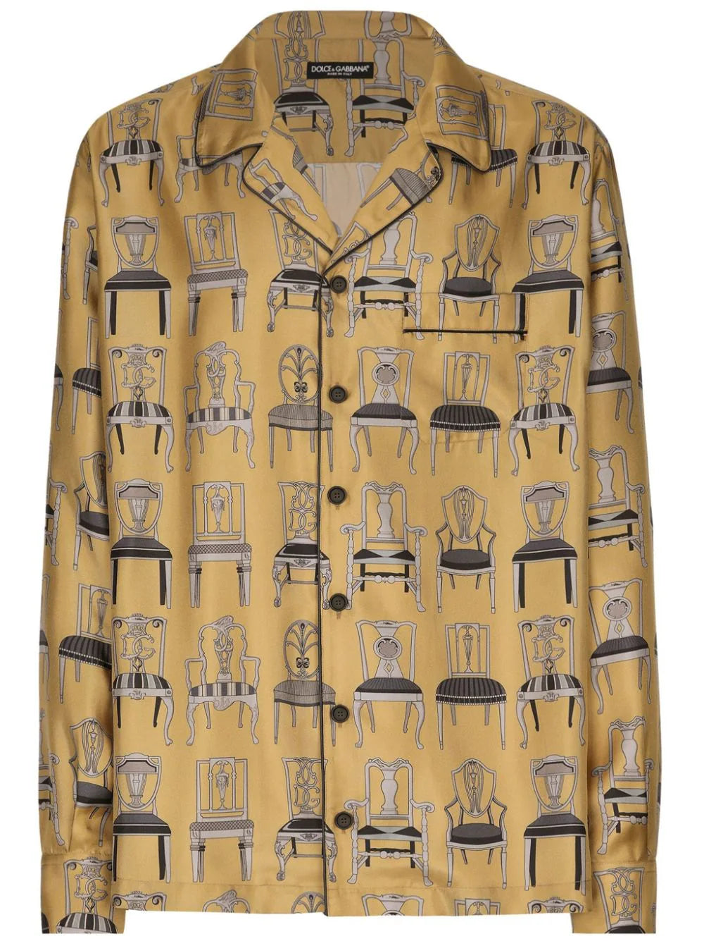 chair-motif print shirt