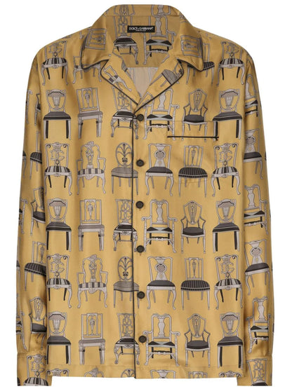 Chair-motif print shirt