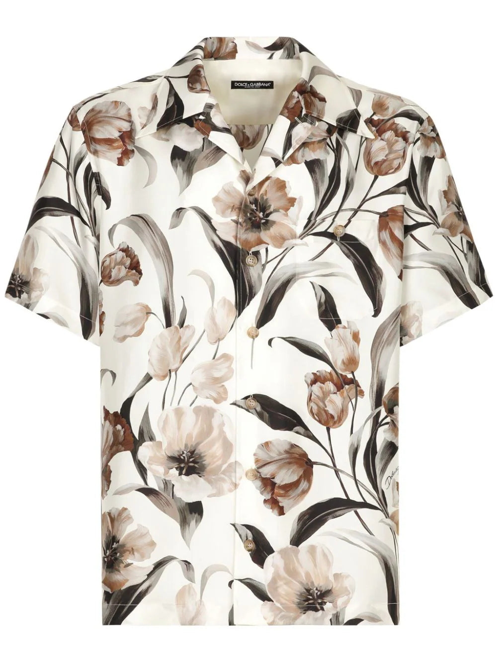 tulip-print silk shirt