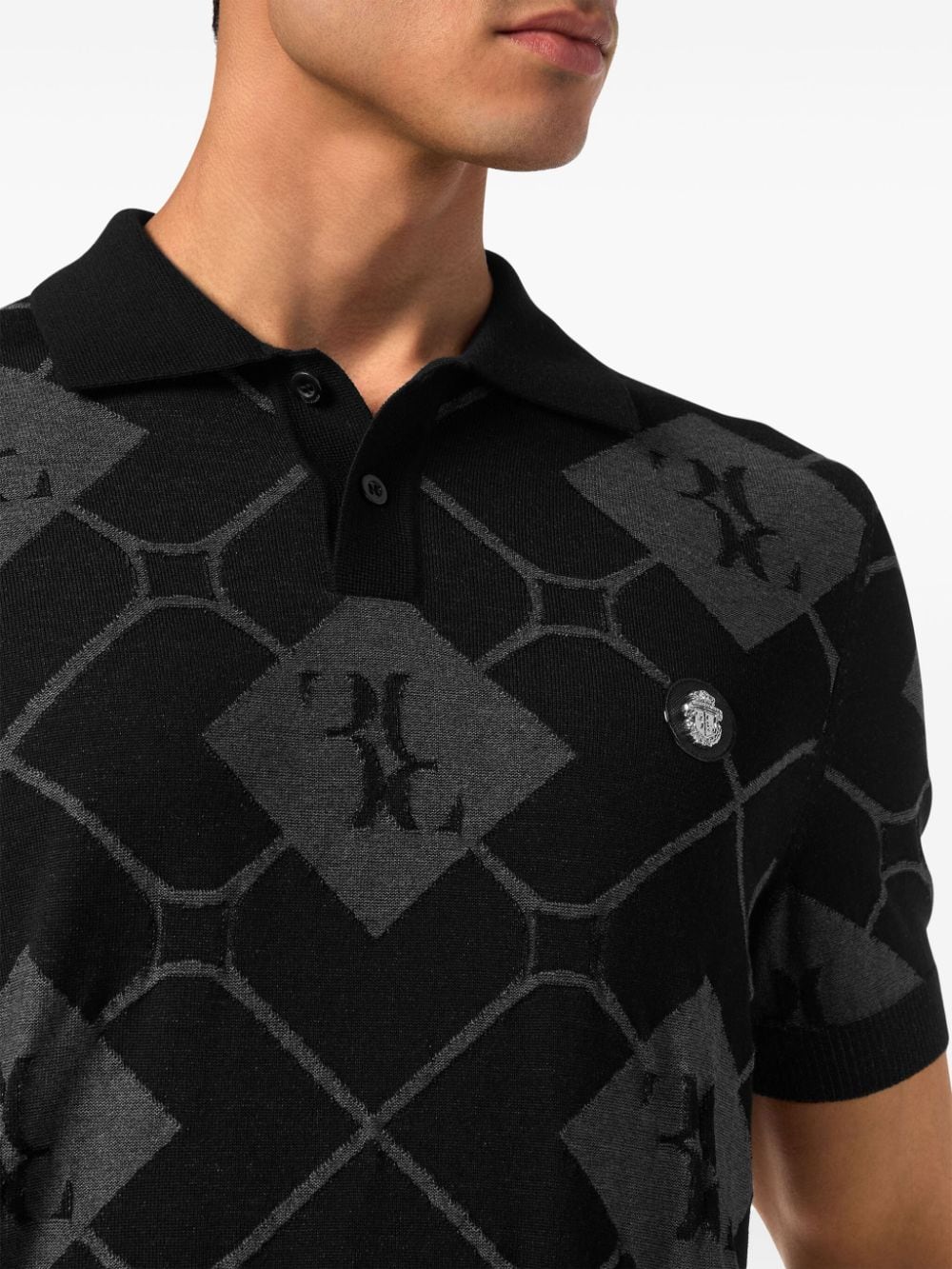 intarsia-knit polo shirt