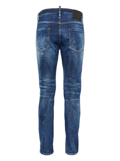 Paint-splatter skinny-cut jeans