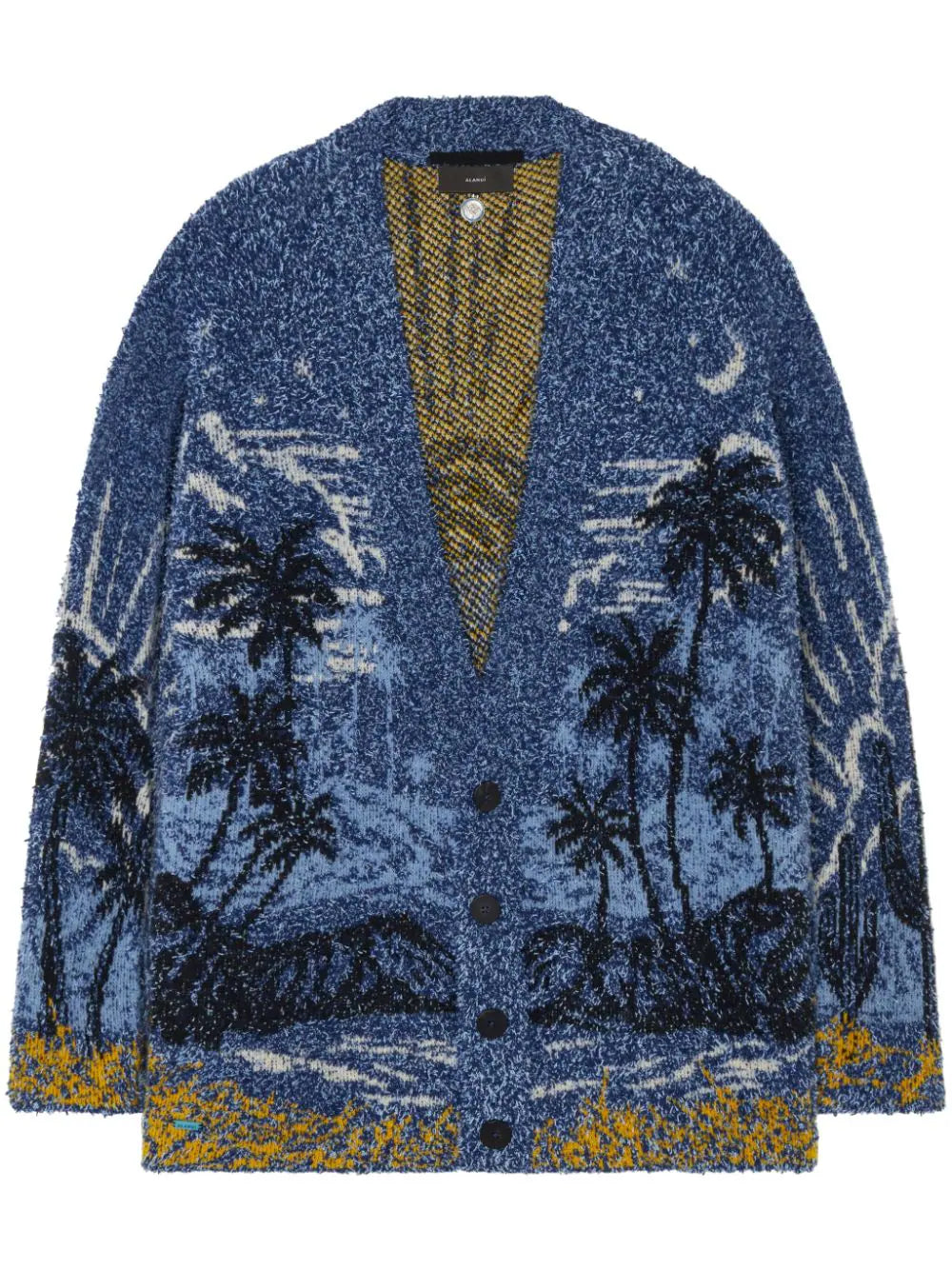 beach-print knitted cardigan