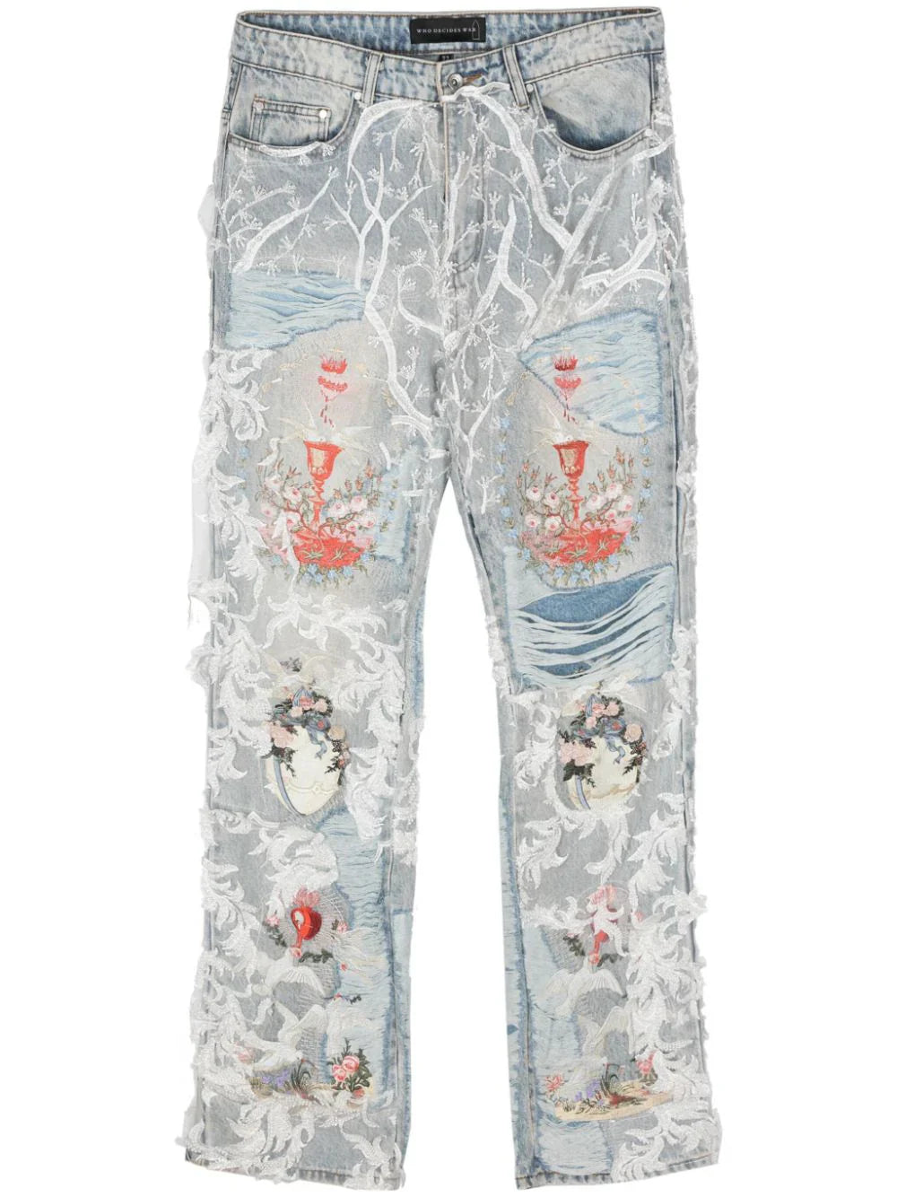 chalice embroidered staright-leg jeans