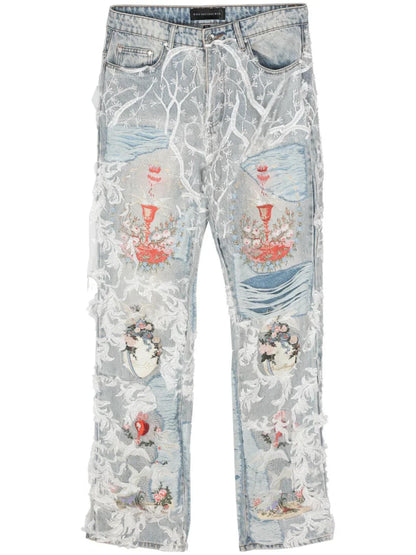 Chalice embroidered staright-leg jeans