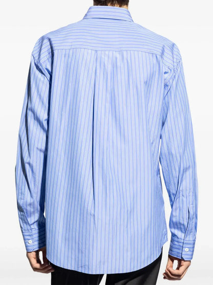 Graphic-print striped cotton shirt