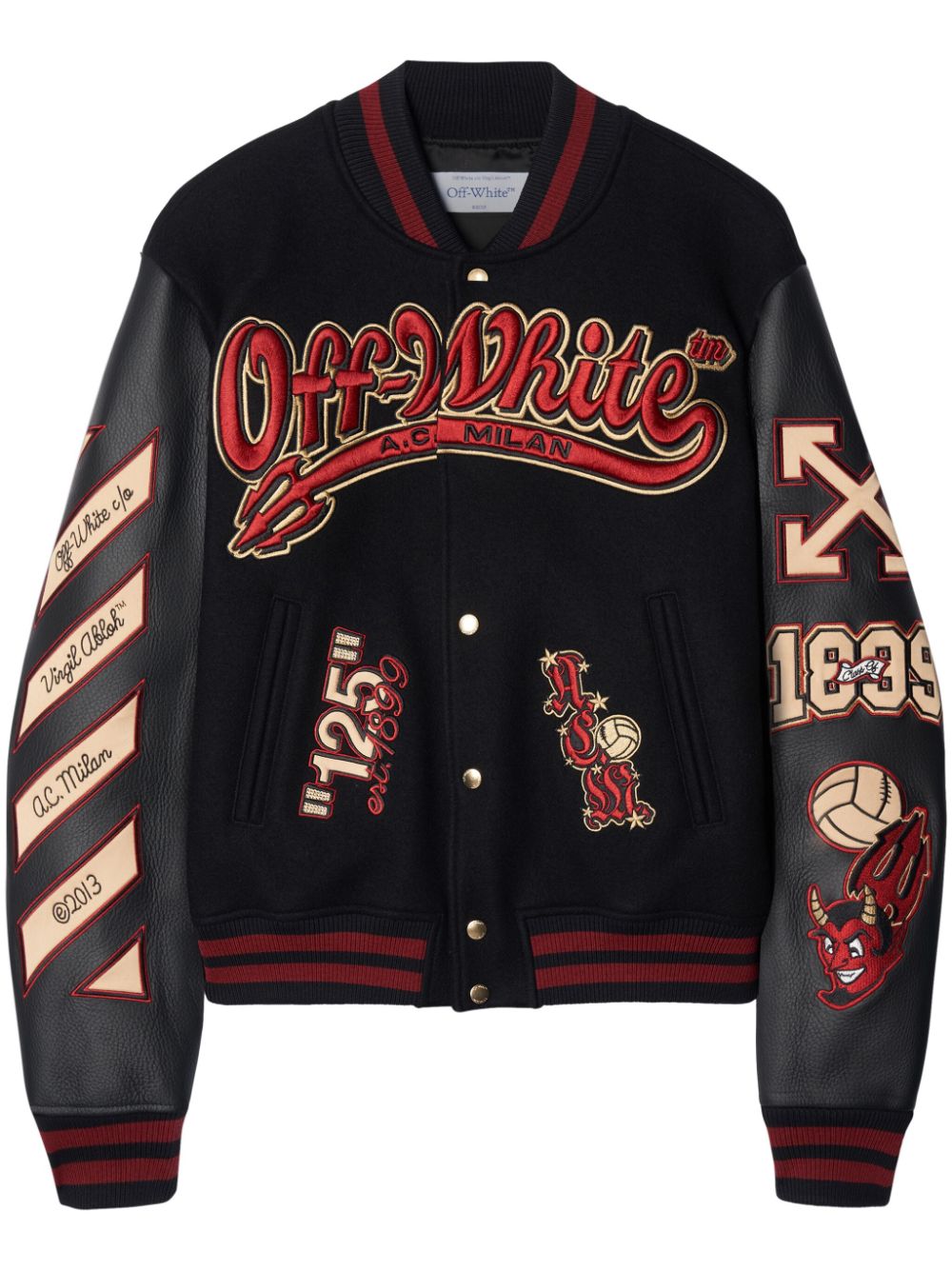 milan logo-appliquéd varsity jacket