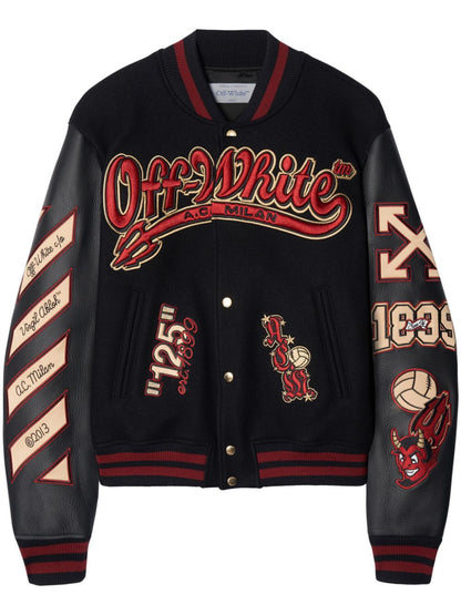 Milan logo-appliquéd varsity jacket